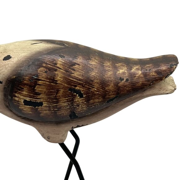 Vintage Shorebird 10"x9.5" Rustic Handcrafted Painted Wooden Sculpture Folk Art - Picture 4 of 13